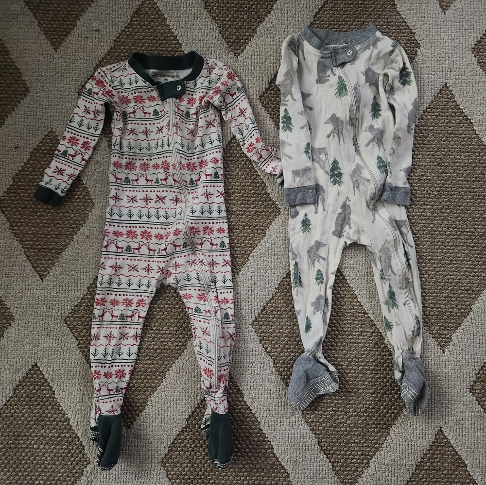 18 Months 2 Lot Baby Boy Christmas Themes One Pieces Zip Footies